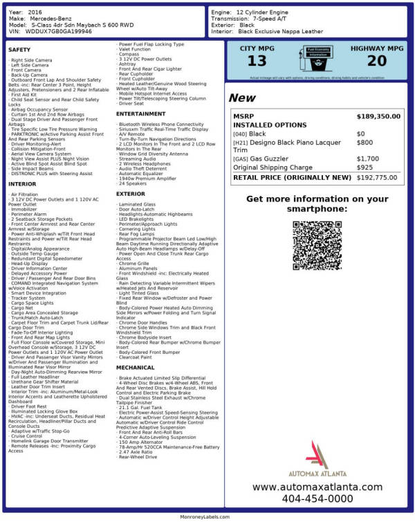 2016 Mercedes-Benz S-Class Mercedes-Maybach S 600