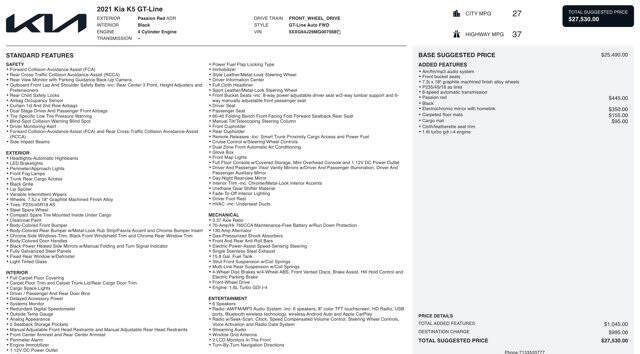 2021 Kia K5