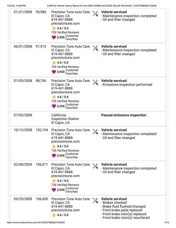 2002 Honda Accord Value Package