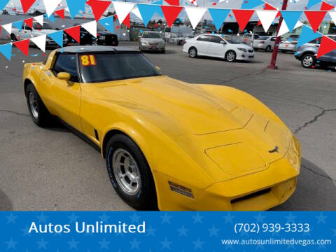 1981 Chevrolet Corvette for sale at Autos Unlimited in Las Vegas NV
