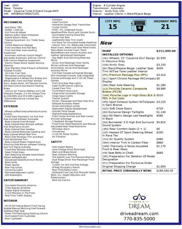 2024 Porsche Cayenne Turbo E-Hybrid Coupe