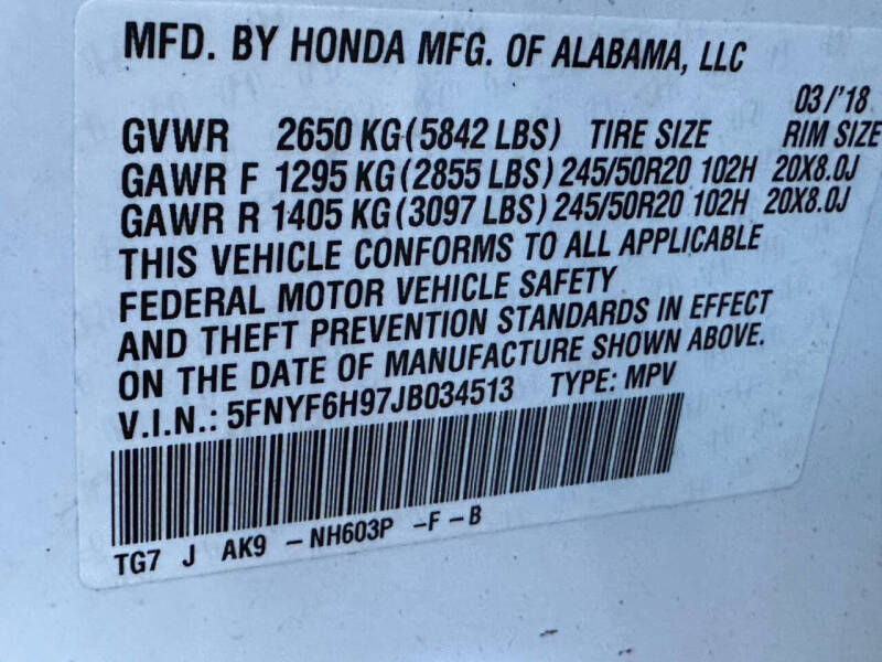 2018 Honda Pilot Touring