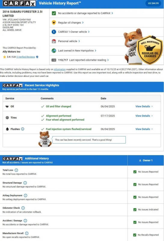 2016 Subaru Forester 2.5i Limited