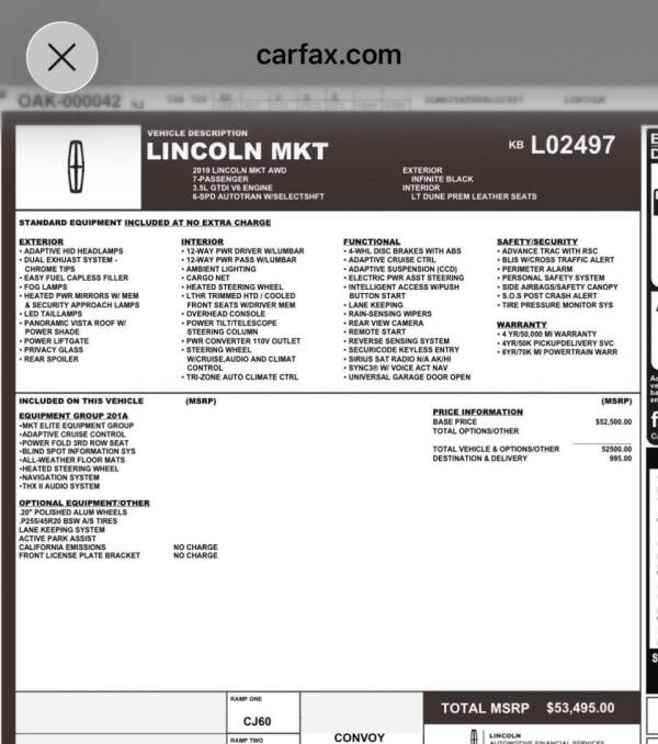 2019 Lincoln MKT