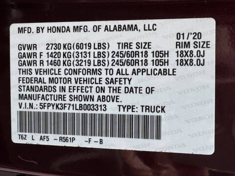 2020 Honda Ridgeline RTL-E