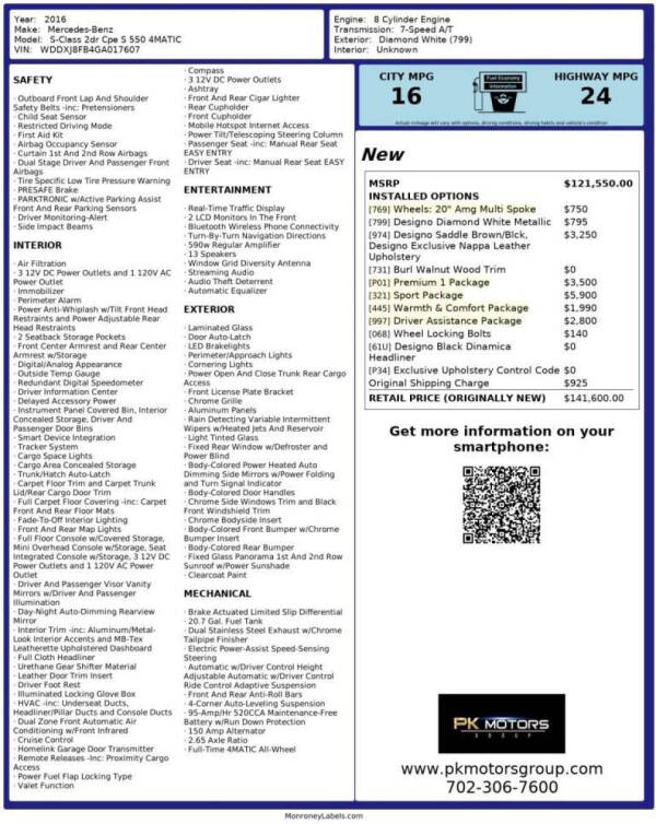 2016 Mercedes-Benz S-Class S 550 4MATIC