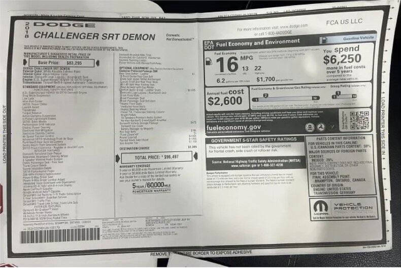 2018 Dodge Challenger SRT Demon