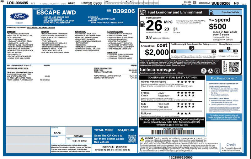 2025 Ford Escape ST-Line Select