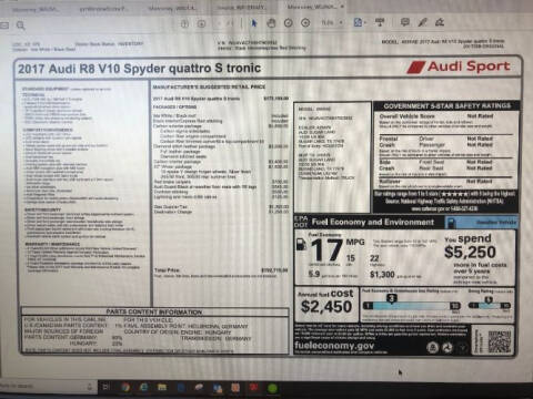 2017 Audi R8 5.2 quattro V10 Spyder