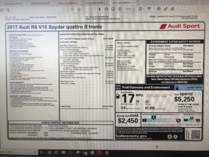 2017 Audi R8 5.2 quattro V10 Spyder