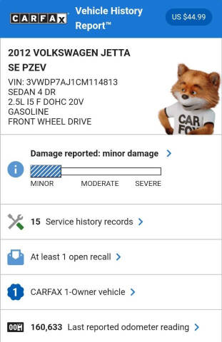 2012 Volkswagen Jetta SE PZEV