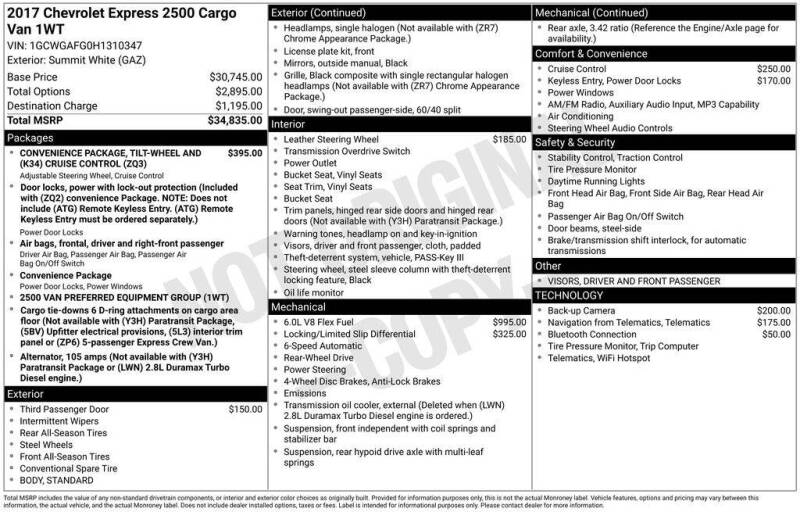 2017 Chevrolet Express 2500