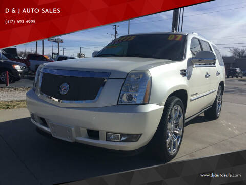 2007 Cadillac Escalade for sale at D & J AUTO SALES in Joplin MO