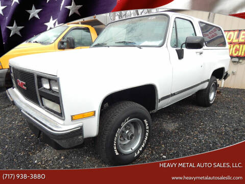 1990 GMC Jimmy for sale at HEAVY METAL AUTO SALES, LLC. in Lewisberry PA