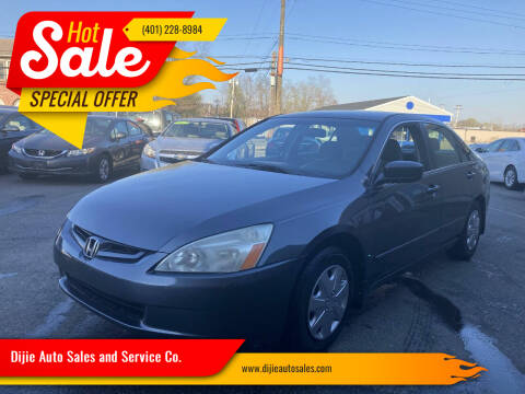 2003 Honda Accord for sale at Dijie Auto Sales and Service Co. in Johnston RI