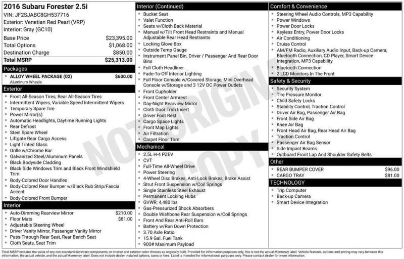 2016 Subaru Forester 2.5i