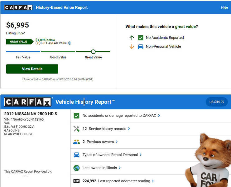 2012 Nissan NV 2500 HD S