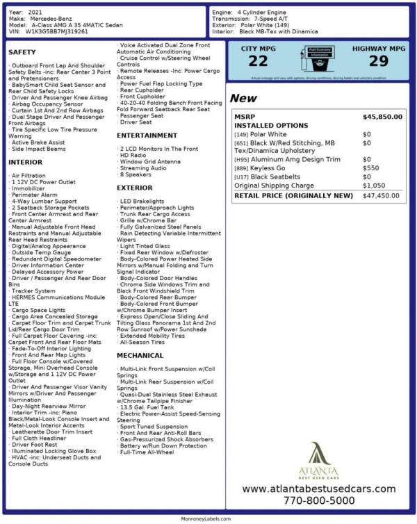 2021 Mercedes-Benz A-Class AMG A 35
