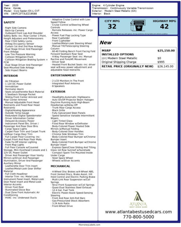 2020 Honda Civic EX-L