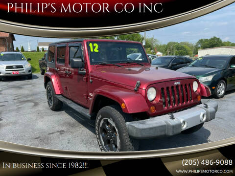 2012 Jeep Wrangler Unlimited for sale at PHILIP'S MOTOR CO INC in Haleyville AL