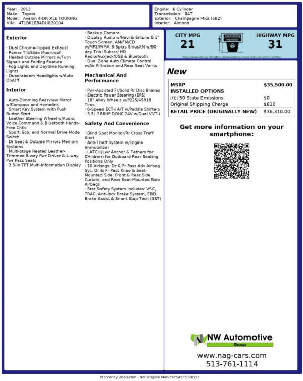 2013 Toyota Avalon XLE Touring