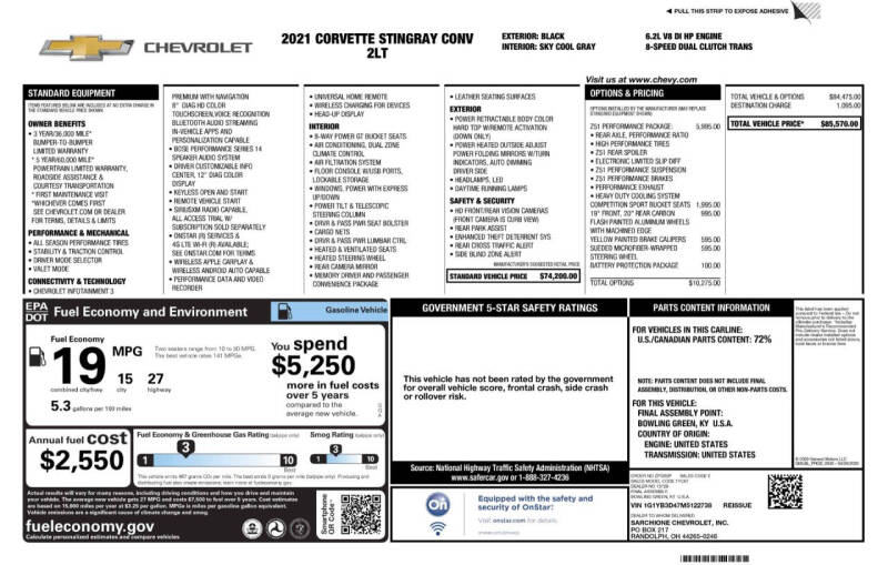 2021 Chevrolet Corvette Stingray