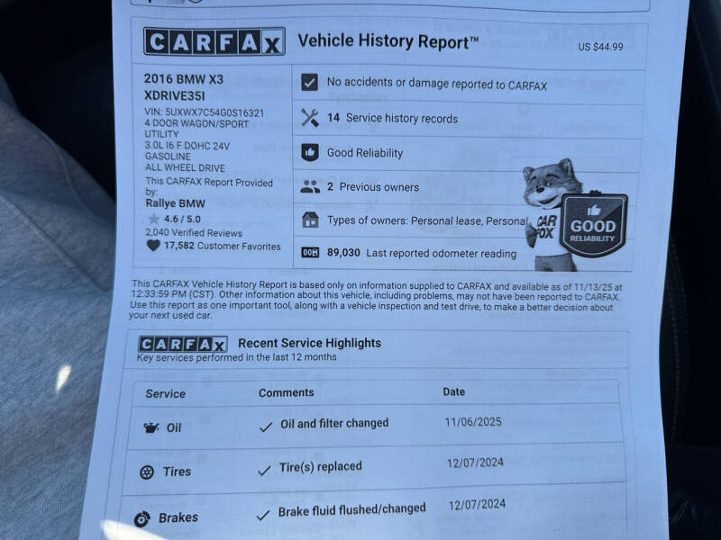 2016 BMW X3 xDrive35i