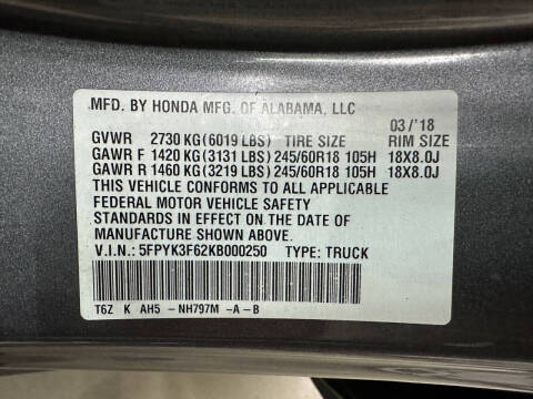 2019 Honda Ridgeline RTL-T