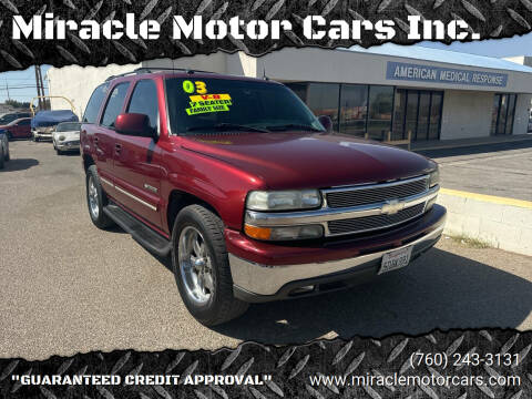 2003 Chevrolet Tahoe for sale at Miracle Motor Cars Inc. in Victorville CA