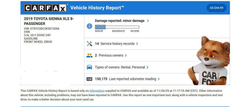 2019 Toyota Sienna XLE 8-Passenger