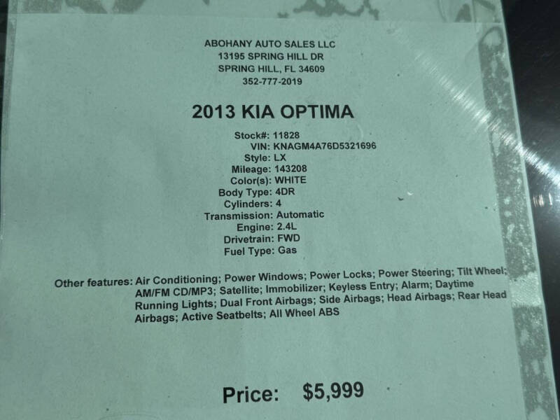 2013 Kia Optima LX