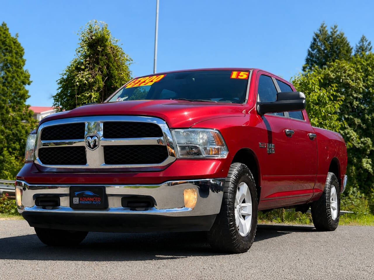 Red 2015 RAM 1500 Pickup Truck Four-Wheel Drive 8-Speed Automatic