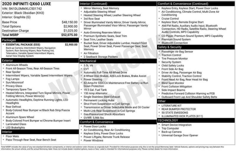 2020 Infiniti QX60 Luxe