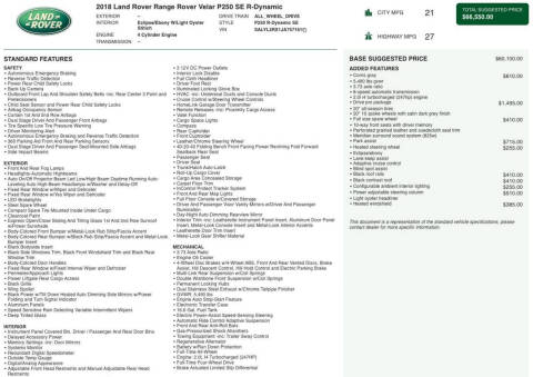 2018 Land Rover Range Rover Velar P250 R-Dynamic SE