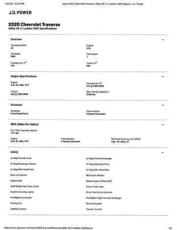 2020 Chevrolet Traverse LT Leather