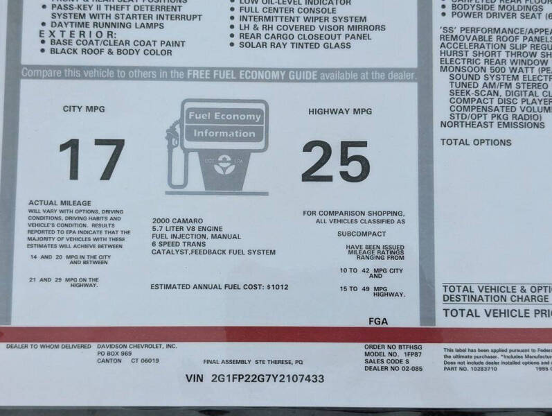 2000 Chevrolet Camaro