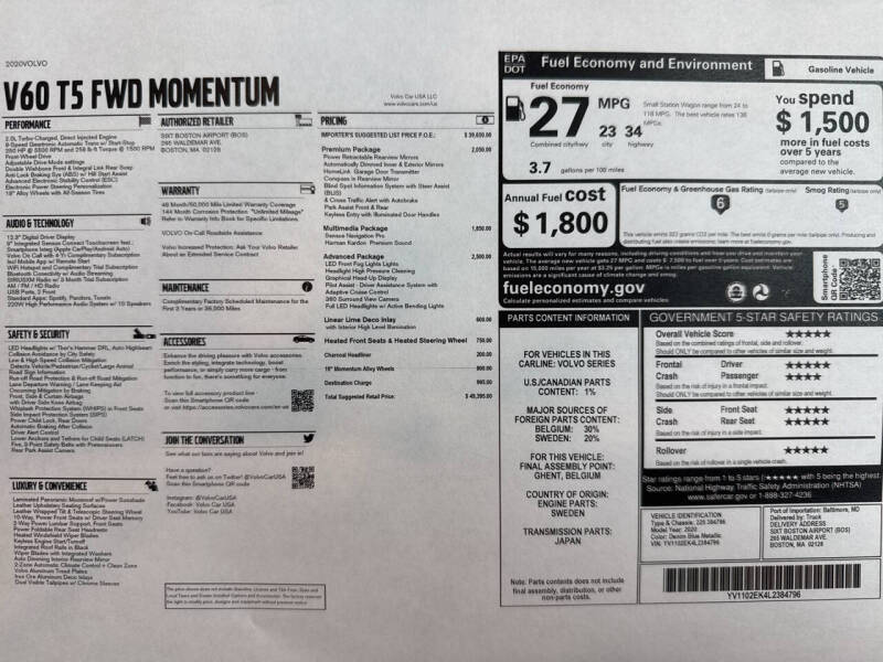 2020 Volvo V60 T5 Momentum