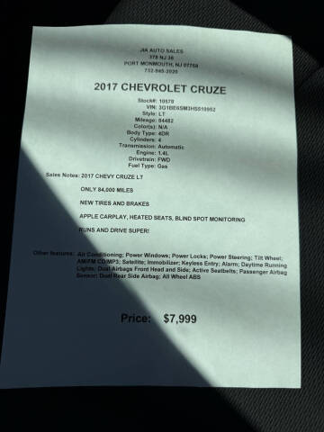 2017 Chevrolet Cruze LT Auto