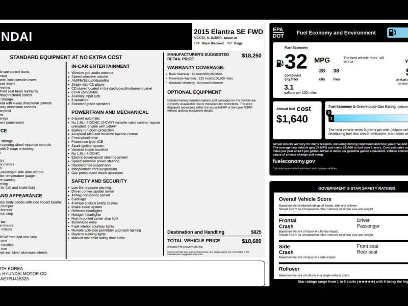 2015 Hyundai Elantra SE