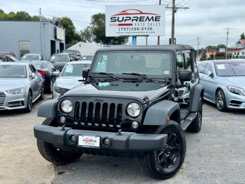 2016 Jeep Wrangler Unlimited for sale at Supreme Auto Sales in Chesapeake VA