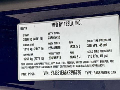 2019 Tesla Model 3 Standard Range Plus
