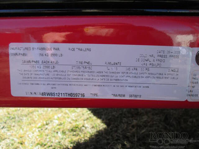 2026 Rice Trailers Single Axle Utility SST8212