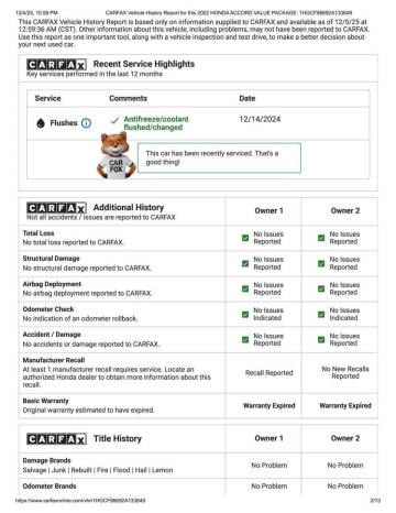 2002 Honda Accord Value Package