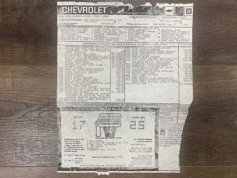 1986 Chevrolet Camaro