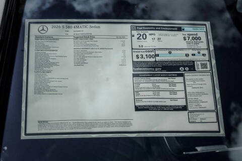 2026 Mercedes-Benz S-Class S 580 4MATIC