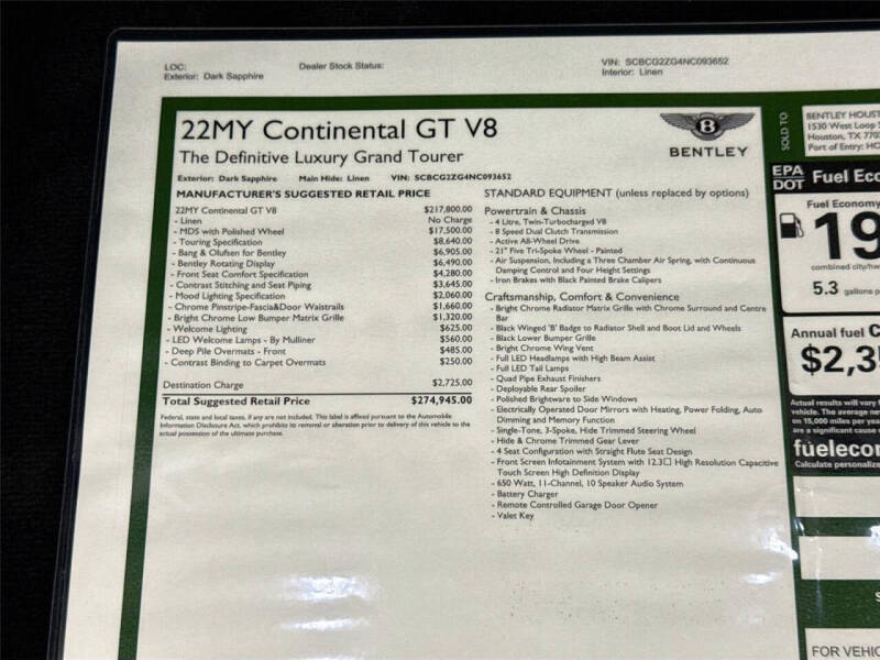 2022 Bentley Continental GT V8