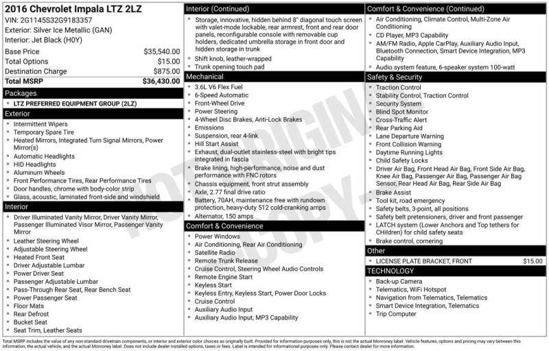 2016 Chevrolet Impala LTZ