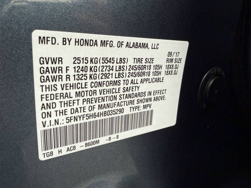 2017 Honda Pilot EX-L w/Honda Sensing