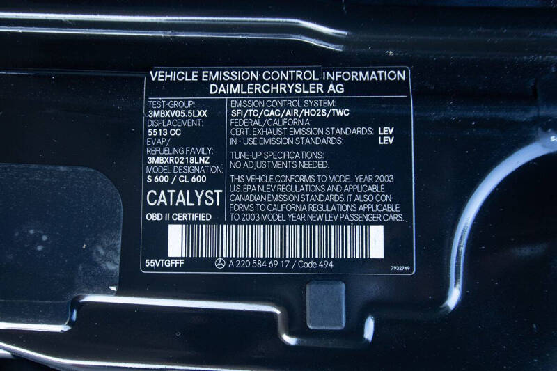 2003 Mercedes-Benz CL-Class CL 600