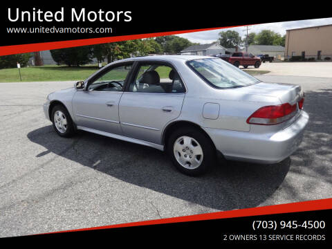 2002 Honda Accord for sale at United Motors in Fredericksburg VA